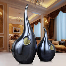 Pronounced Elephant Couple Sculpture