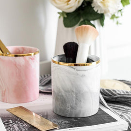 Marble Brush Storage Pot